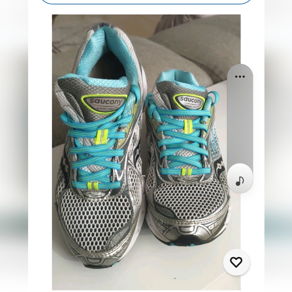Women's Saucony Ride 6 Silver Blue Citron Running‎ Shoes 10200-1 sz ,9.5